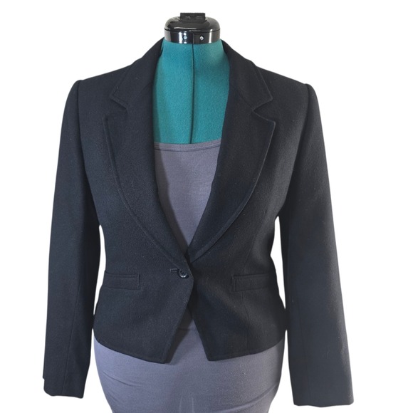 Pendleton Woolen Mills Petite Black Virgin Wool Blazer Jacket Size 10 - Picture 1 of 9